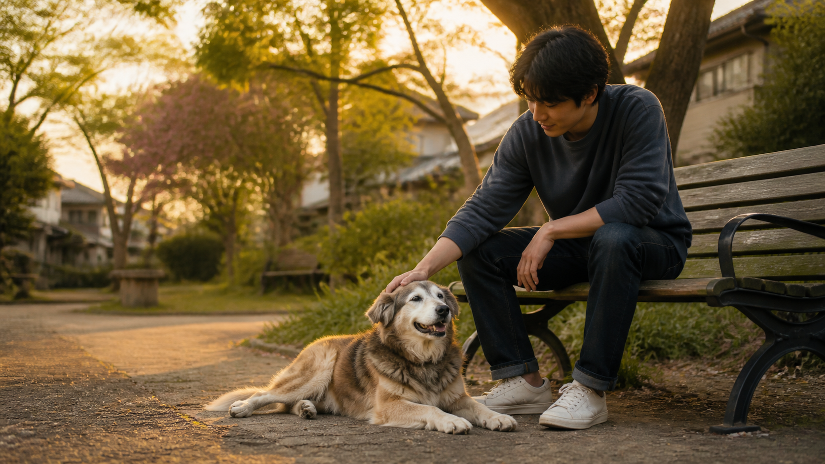 認知症の母親と老犬の世話を家族で話し合い、引き継ぎメモを作る様子